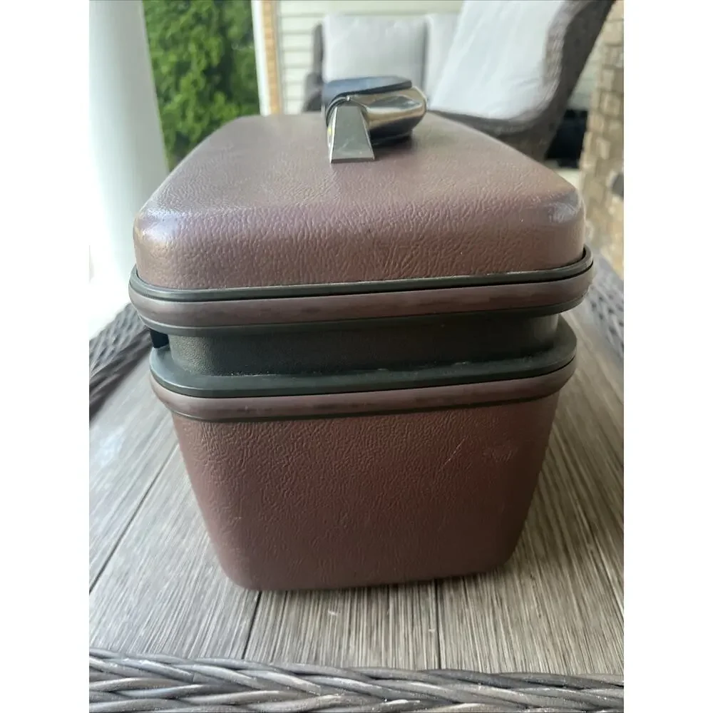 1987 Samsonite Silhouette 4 Rose/ Brown Color Makeup Travel Case Vintage